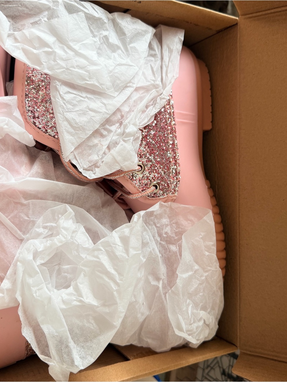 Simply Southern Pink Glitter Duck Boots - Picture 11 of 13